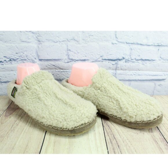 LL Bean White Knit Shearling Lined Water Resistant Cozy Slippers Size 11 M - Picture 3 of 9